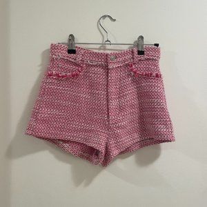 Zara Pink Tweed/ Fringe Shorts
